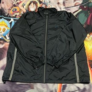 Nike Vintage Black Grey Blue Full Zip Up Windbreaker Jacket XXL